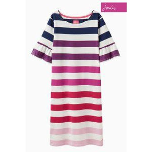 Joules, Women - Dresses,  Joules Purple Multi Stripe Sienna Fluted Sleeve Dress