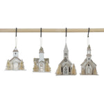 Paper Church Ornament w/ Faux Trees & LED Light - Eden Lifestyle