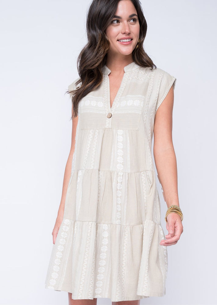 Tonal Aztec Tiered Dress - Eden Lifestyle