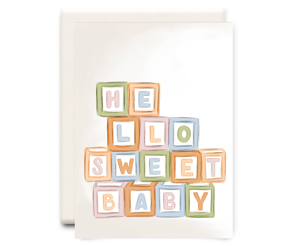 Hello Baby  Blocks Greeting Card - Eden Lifestyle