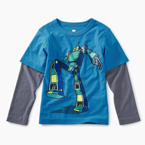 Tea Collection, Boy - Tees,  Robot Layered Graphic Tee