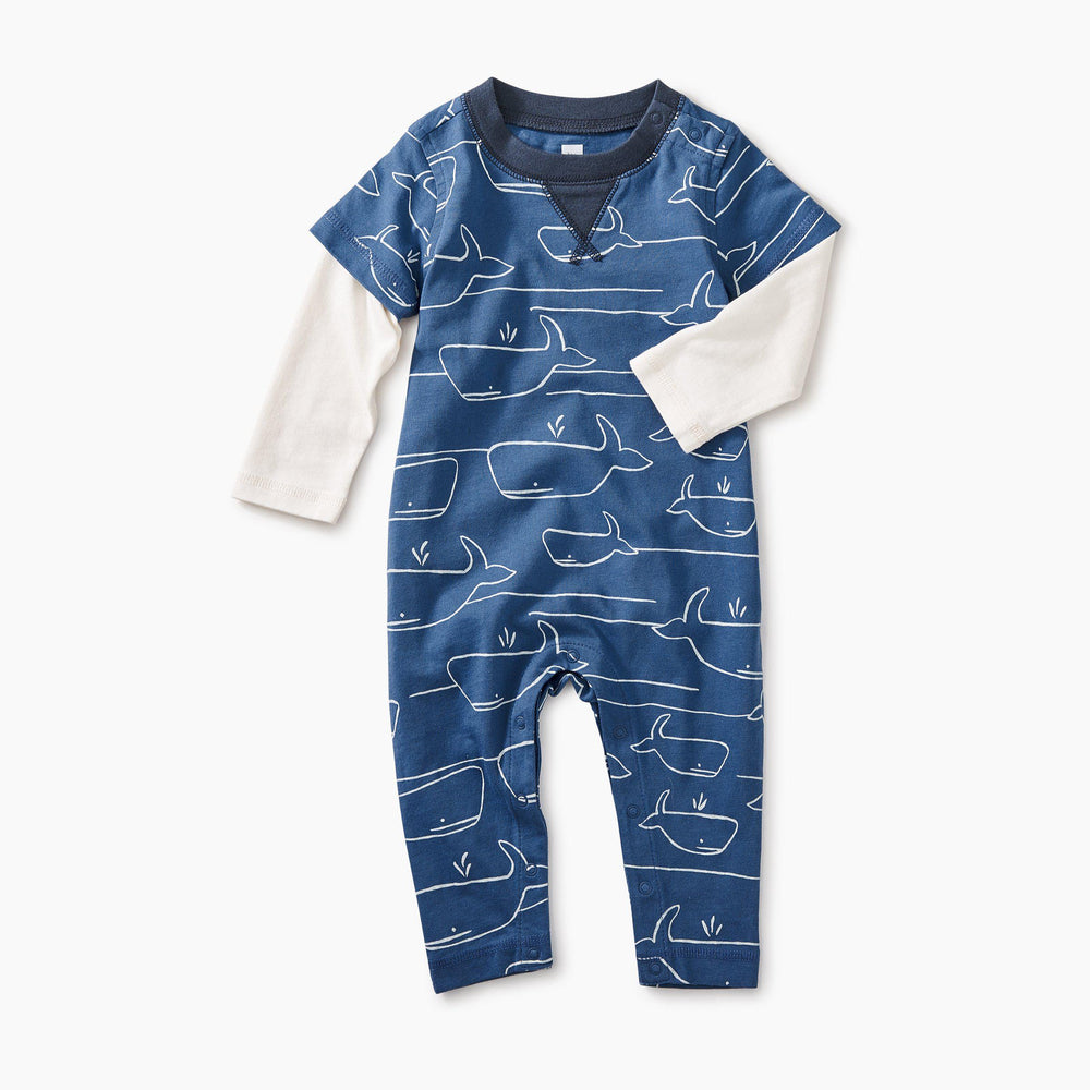 Tea Collection, Baby Boy Apparel - Rompers,  Whale of a Time Layered Romper