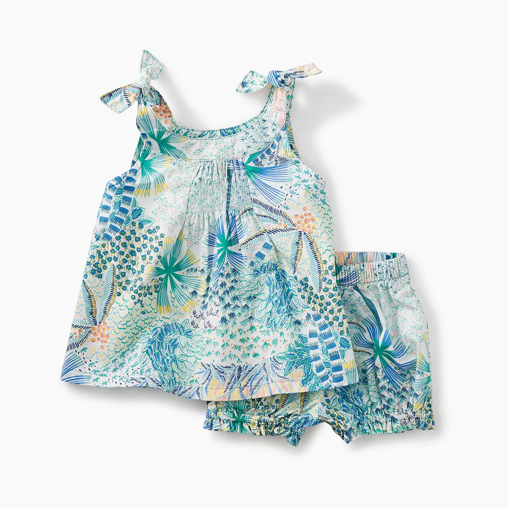 Tea Collection, Baby Girl Apparel - Dresses,  Shoulder Tie Baby Outfit - Tropical Palms
