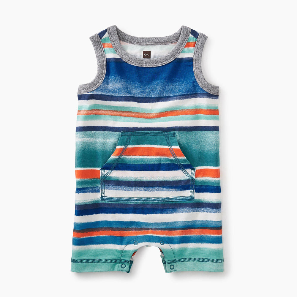 Tea Collection, Baby Boy Apparel - Rompers,  Tank Romper - Southwest Sky