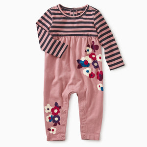 Tea Collection, Baby Girl Apparel - Rompers,  Floral Two Tone Roseblush Romper