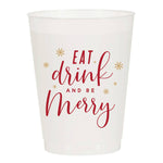 Eat Drink and Be Merry - Reusable Christmas Cups - Set of 10 - Eden Lifestyle