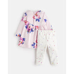 Joules, Baby Girl Apparel - Outfit Sets,  Joules Christina Dress and Leggings Set - Pink Marl Granny Floral