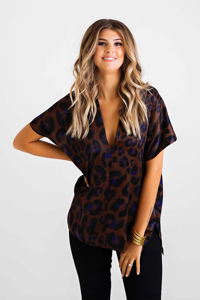 Karlie, Women - Shirts & Tops,  Royal Leopard Tunic
