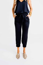 Karlie, Women - Loungewear,  Black Satin Jogger