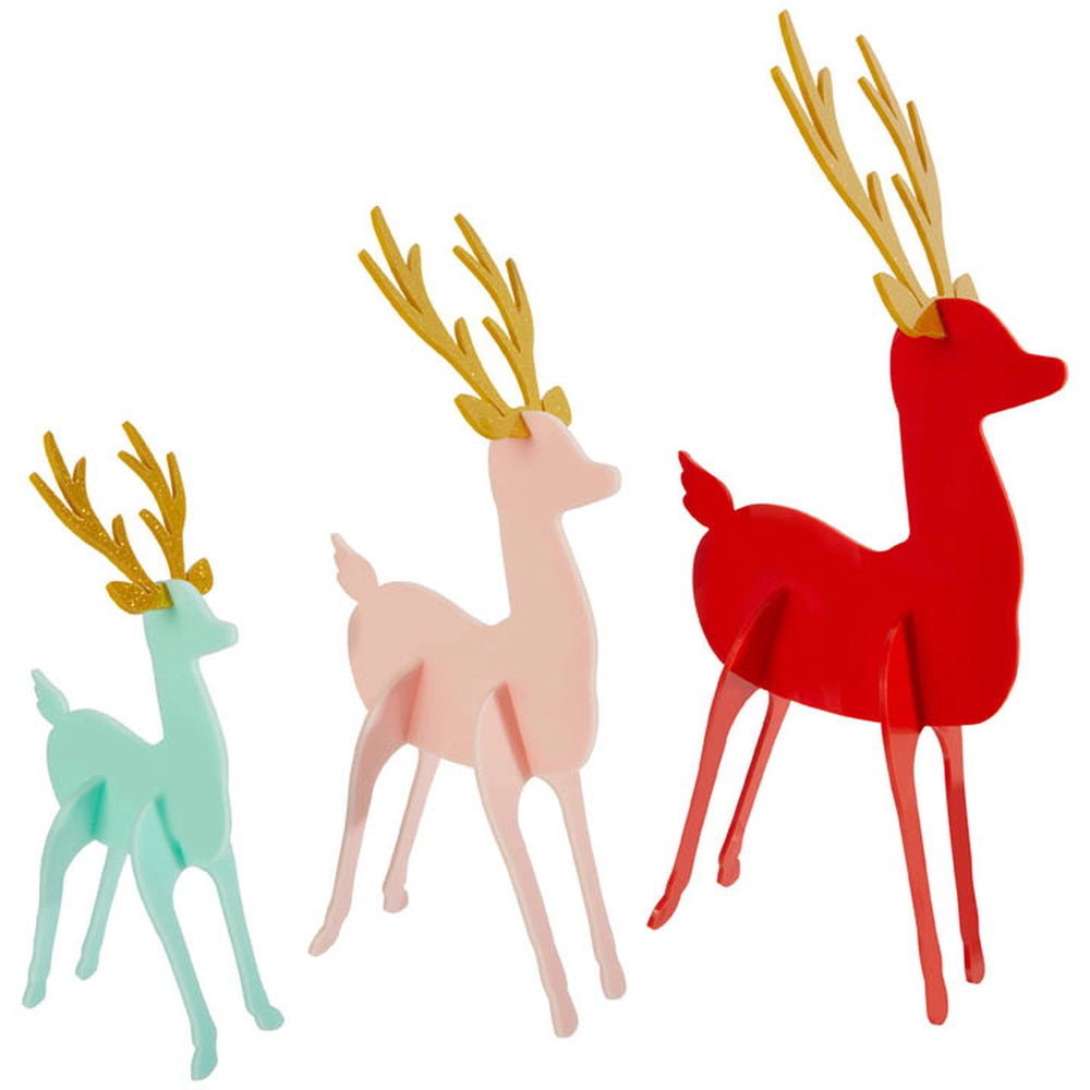 Acrylic Deer - Blue, Light Pink, and Red - Eden Lifestyle