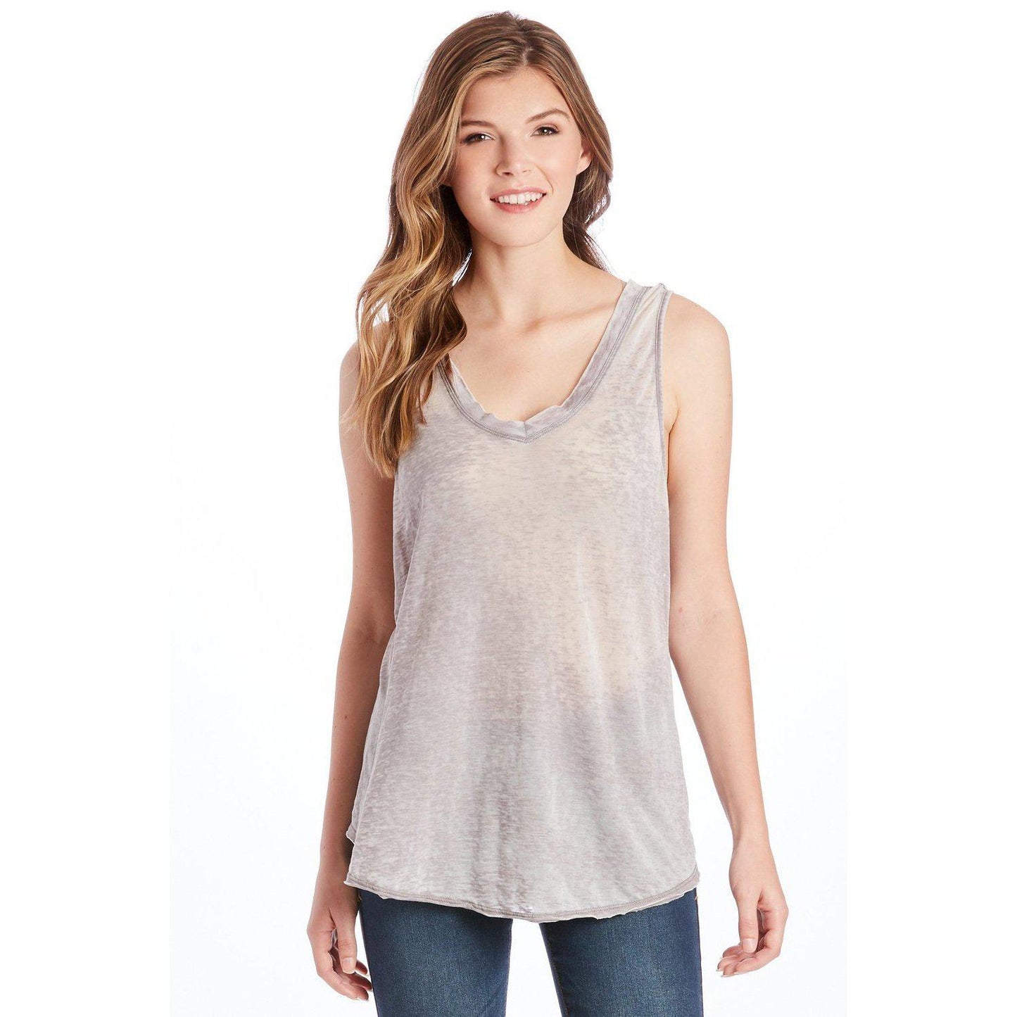 Another Love, Women - Shirts & Tops,  Allison Burnout Heather Grey V-Neck