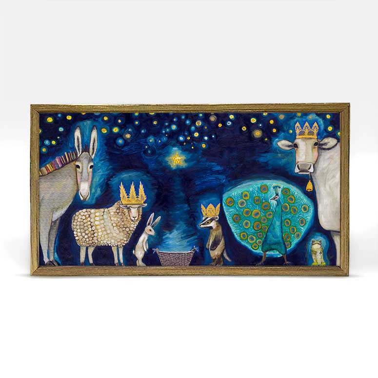 Animal Nativity Embellished Mini Framed Canvas - Eden Lifestyle