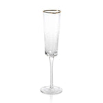 Aperitivo Triangular Stemware Champagne Glass - Clear w/ Gold Rim - Eden Lifestyle