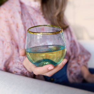 Aqua Bubble Stemless Wine Glass Set - Eden Lifestyle