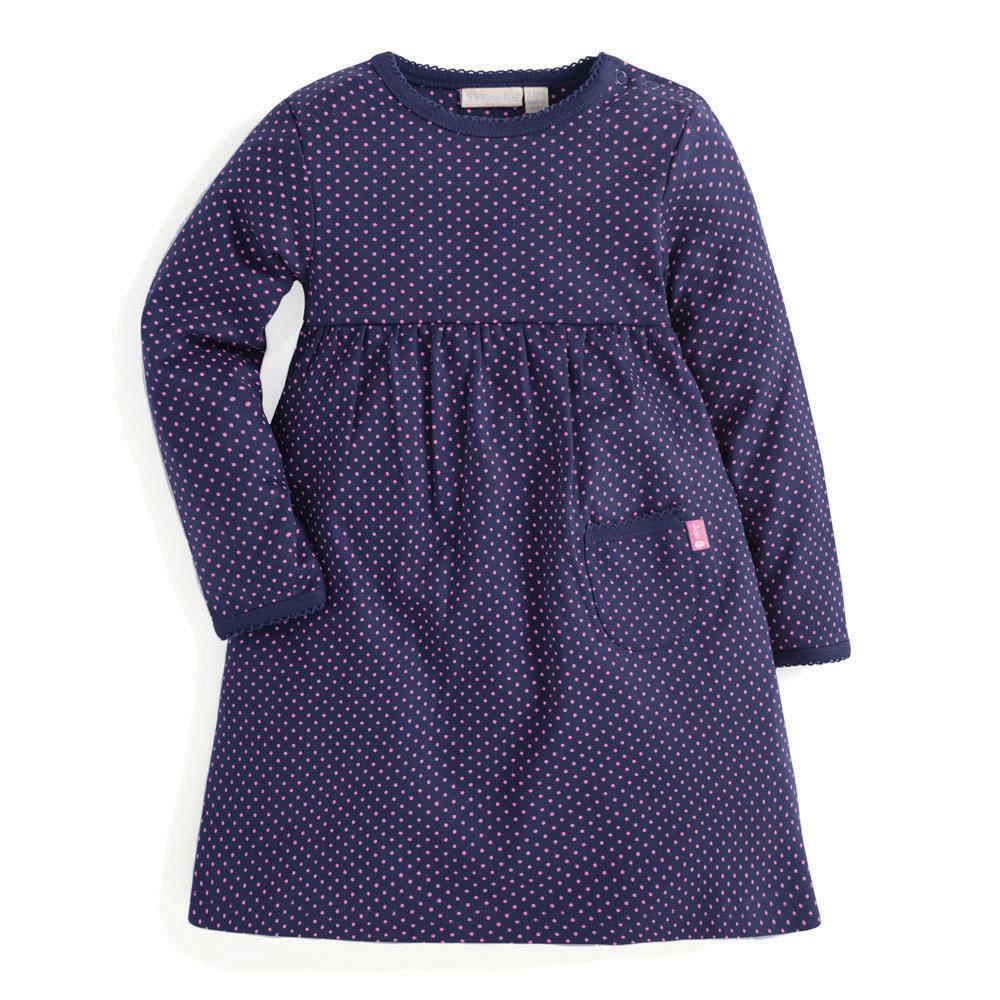 Jojo Maman Bebe, Girl - Dresses,  Navy & Fuchsia Dotty Classic Dress