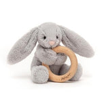 Jellycat, Gifts - Toys,  Jellycat - Bashful Grey Bunny Wooden Ring Toy