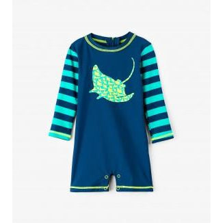 Hatley, Baby Boy Apparel - Swimwear,  Hatley Friendly Manta Rays Mini Rashguard One-Piece