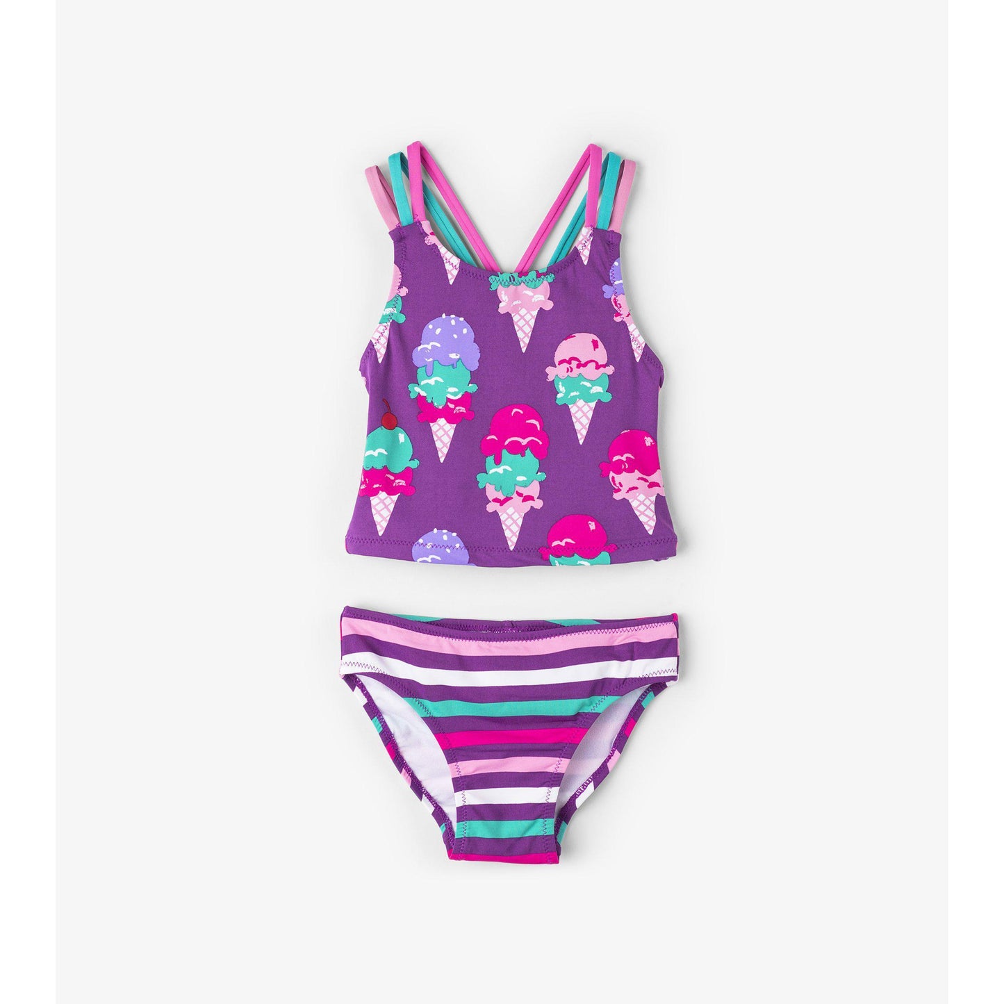 Hatley, Girl - Swimwear,  Hatley Ice Cream Treats Sporty Tankini Set