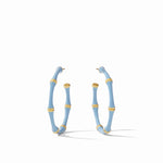 Julie Vos Bamboo Hoop Gold Chalcedony Blue Enamel - Eden Lifestyle