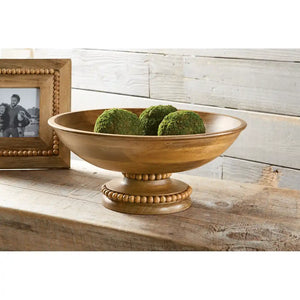 Beaded Wood Pedestal Bowl - Eden Lifestyle
