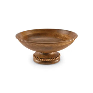 Beaded Wood Pedestal Bowl - Eden Lifestyle