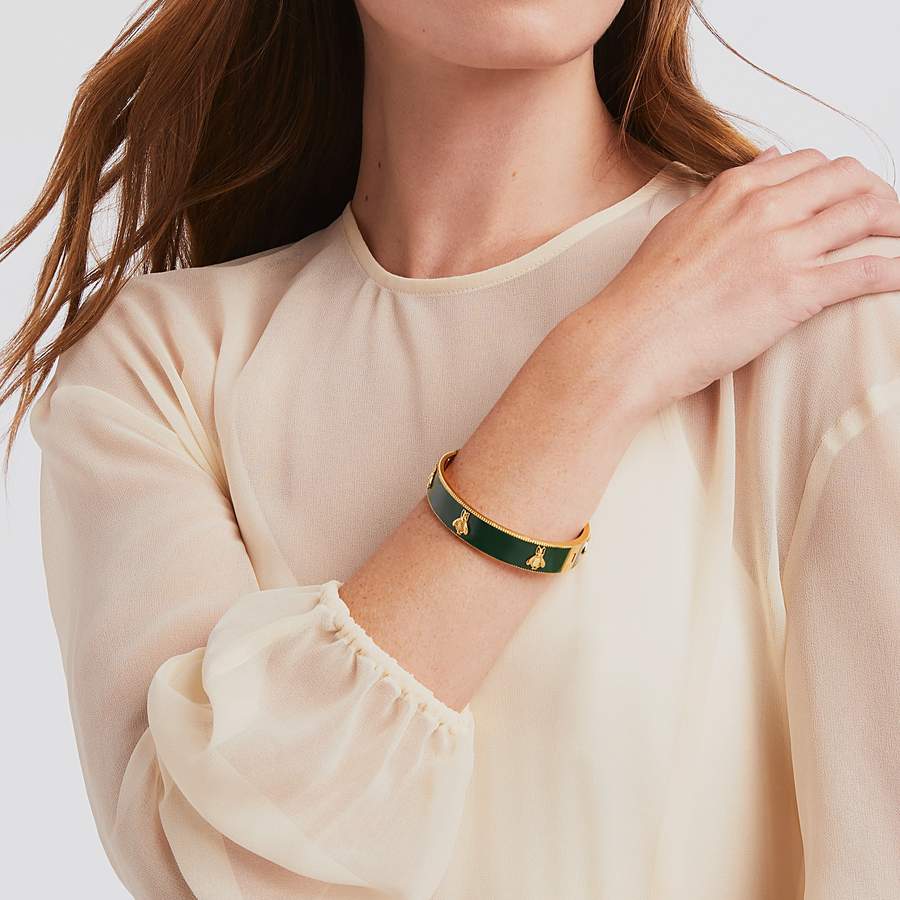 Julie Vos - Bee Hinge Bangle Obsidian Black Enamel - Eden Lifestyle