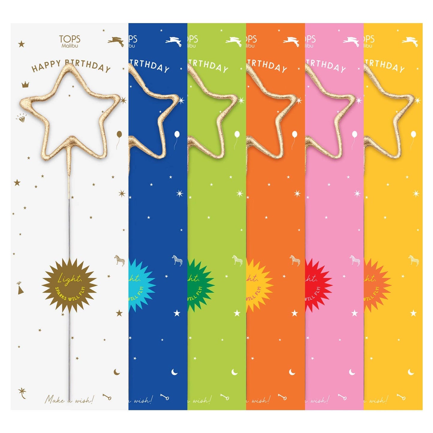 Big Golden Sparklers Happy Birthday Asst. Color - Eden Lifestyle