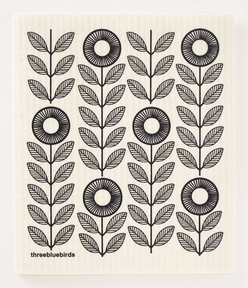 Black Sunflowers Swedish Dishcloth - Eden Lifestyle