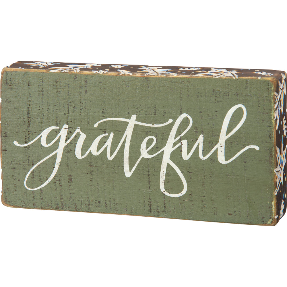 Primitives By Kathy, Home - Decorations,  Block Sign - Grateful