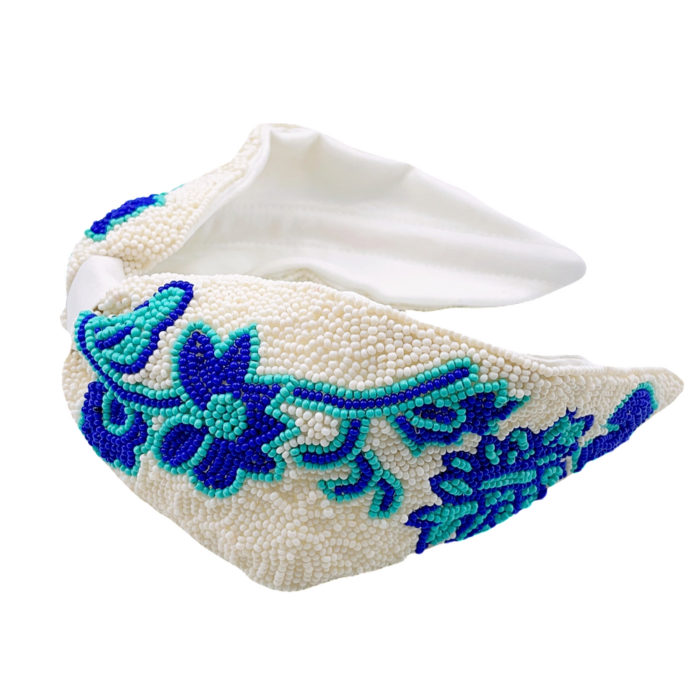 Eden Lifestyle, Accessories - Bows & Headbands,  Blue Flower White Headband