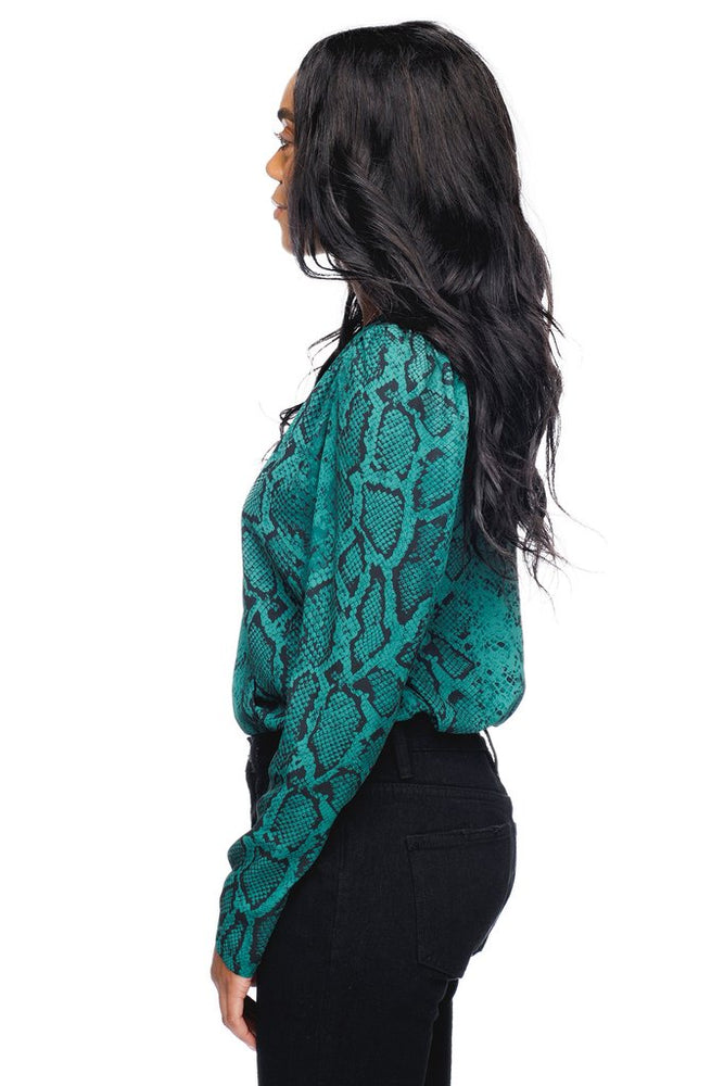 Buddy Love, Women - Shirts & Tops,  Buddy Love Melissa Surplice Neck Long Sleeve Bodysuit - Forest Green