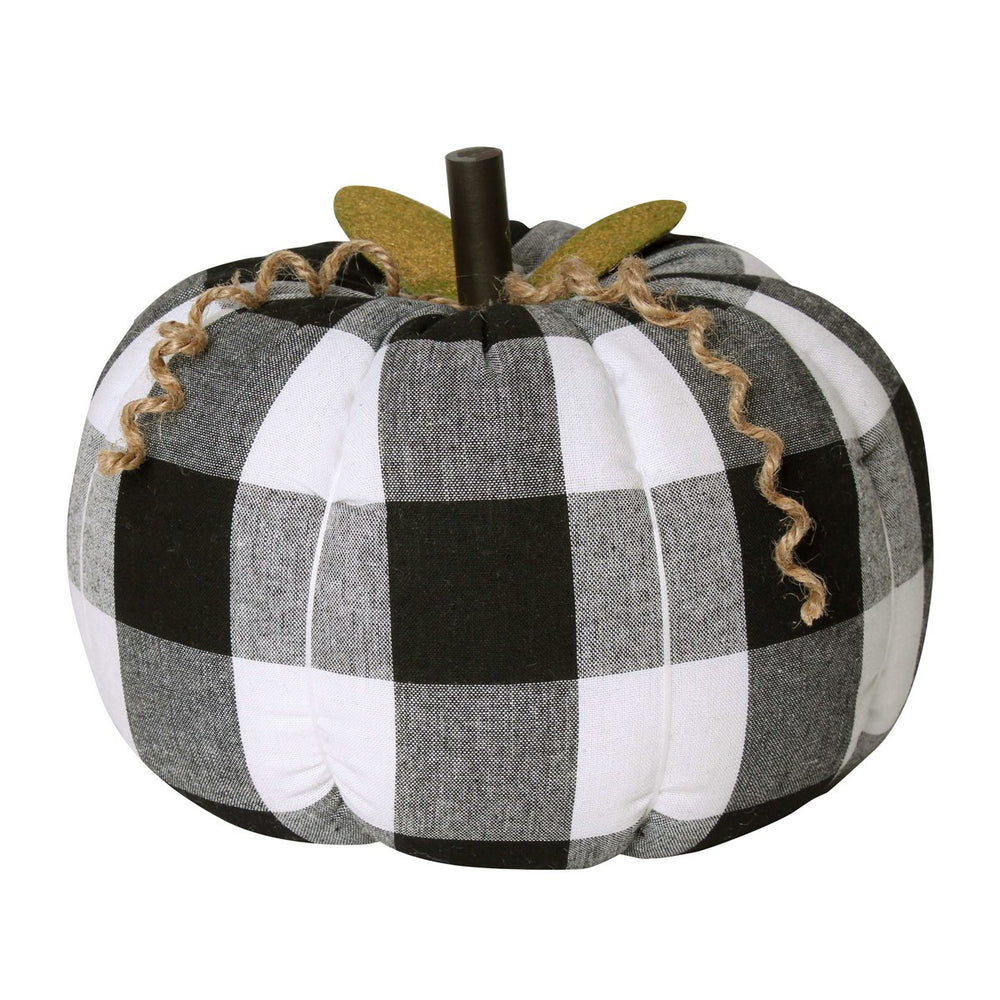 XLarge Black & White Check Fabric Pumpkin Decor - Eden Lifestyle