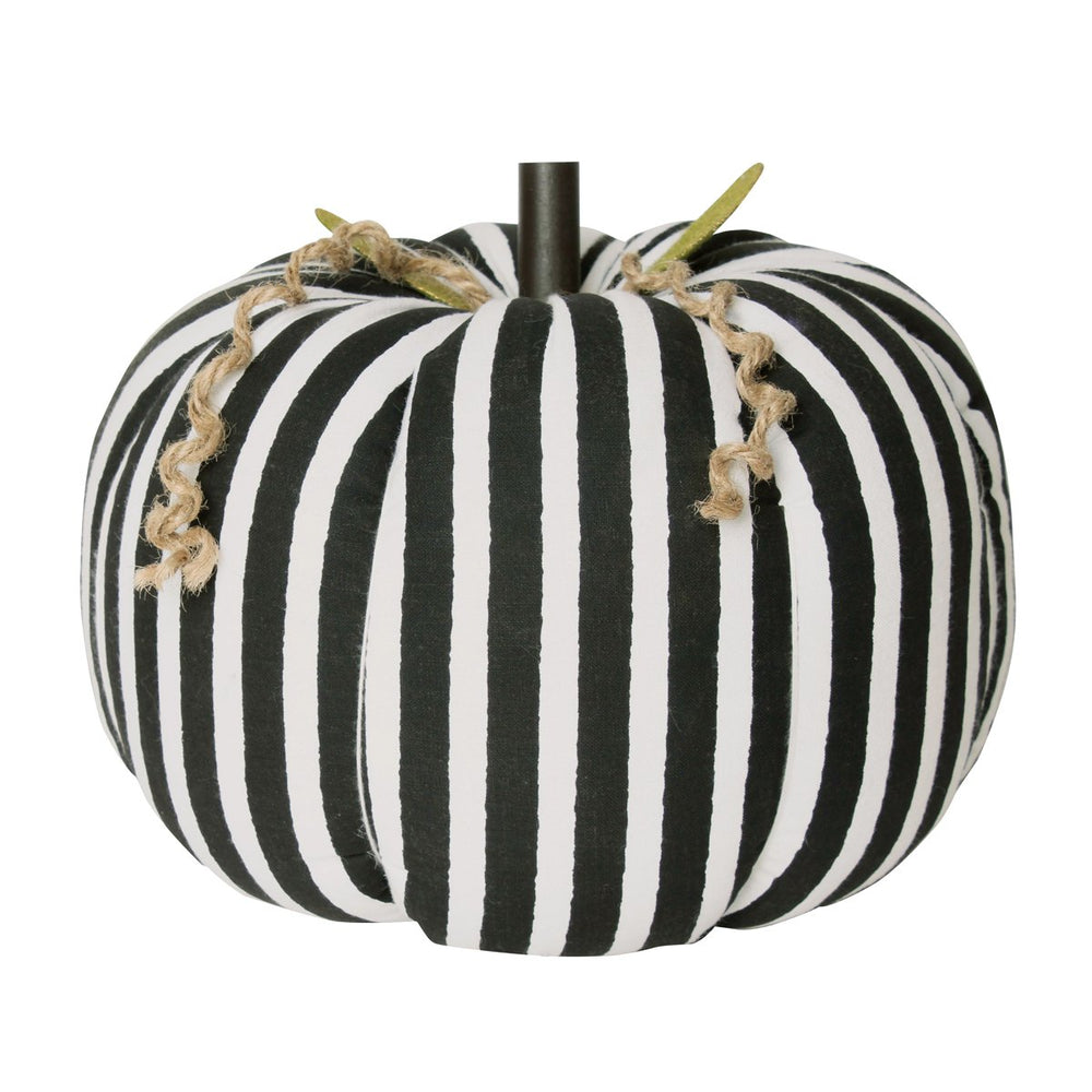 XLarge Black & White Stripe Fabric Pumpkin Decor - Eden Lifestyle