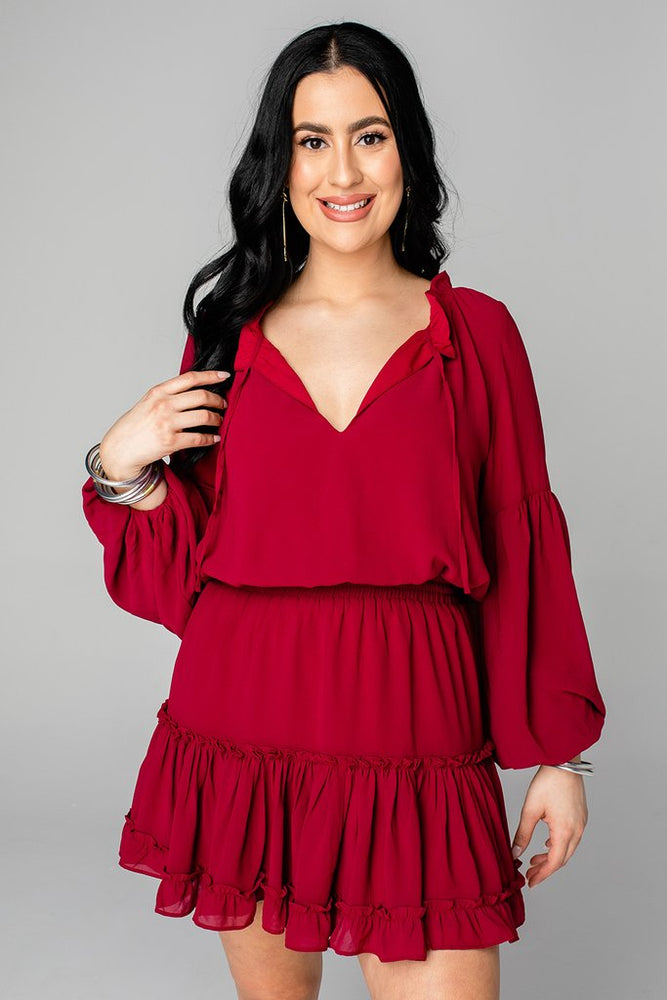 ZoZo Burgundy Dress - Eden Lifestyle