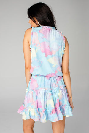 Sage tie waist Mini Dress Groovy - Eden Lifestyle