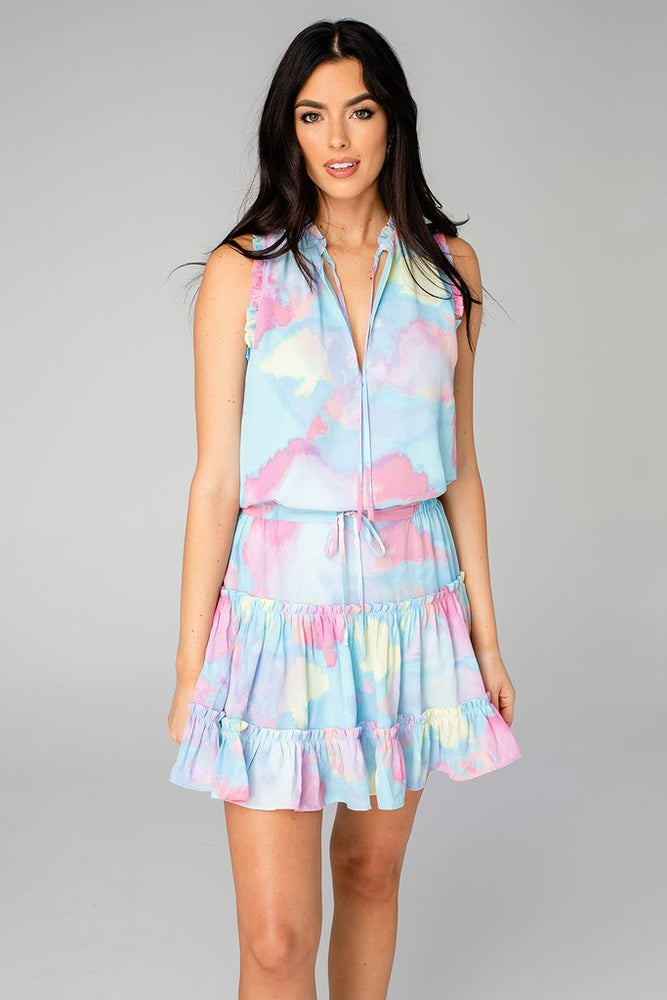 Sage tie waist Mini Dress Groovy - Eden Lifestyle