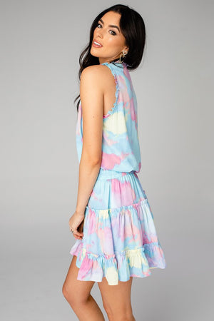 Sage tie waist Mini Dress Groovy - Eden Lifestyle