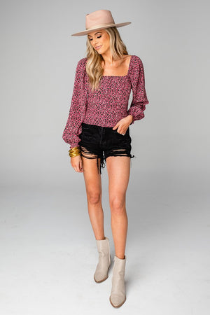 BAILEY SMOCKED BACK TOP - ASTER - Eden Lifestyle