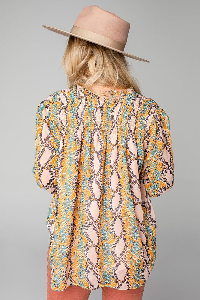 EVERLY LONG SLEEVE BUTTON UP BLOUSE - MACAROON - Eden Lifestyle