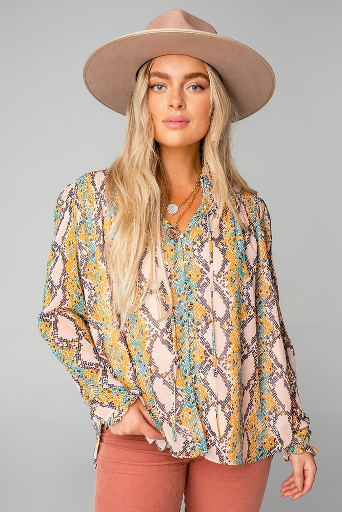 EVERLY LONG SLEEVE BUTTON UP BLOUSE - MACAROON - Eden Lifestyle