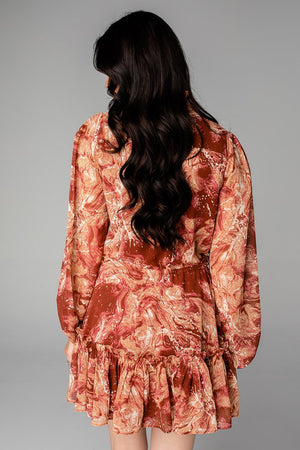 GRACE LONG SLEEVE SHORT DRESS - MAPLE SUGAR - Eden Lifestyle
