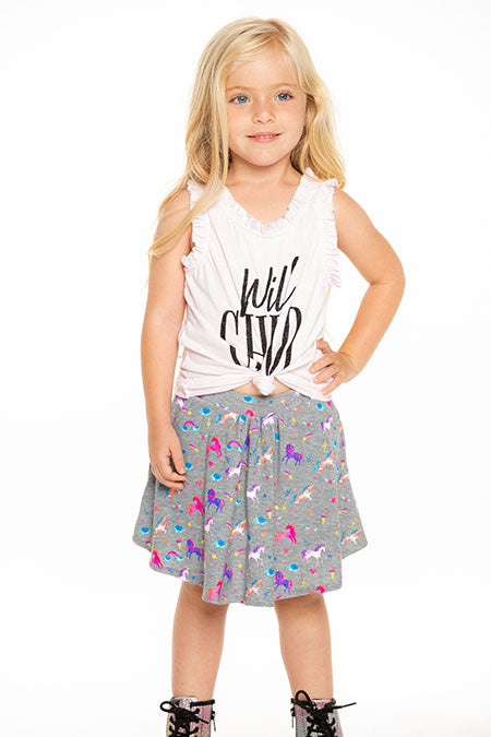 Chaser, Girl - Shorts,  Chaser Girls Cozy Knit Flouncy Unicorn Skort with pockets