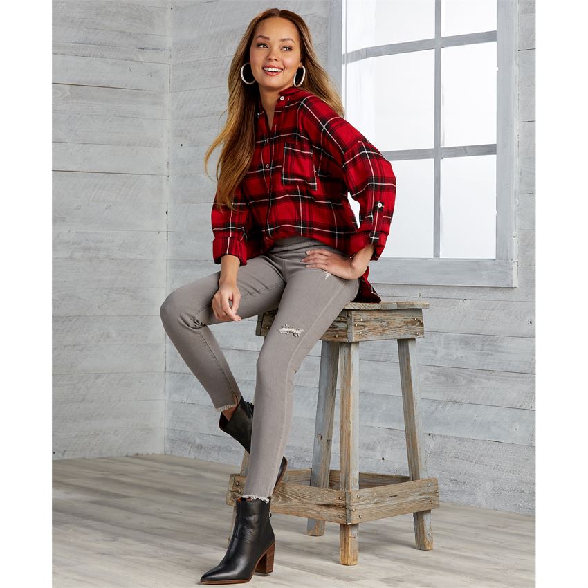 Mud Pie, Women - Shirts & Tops,  Mud Pie Collier Red Flannel Buttondown