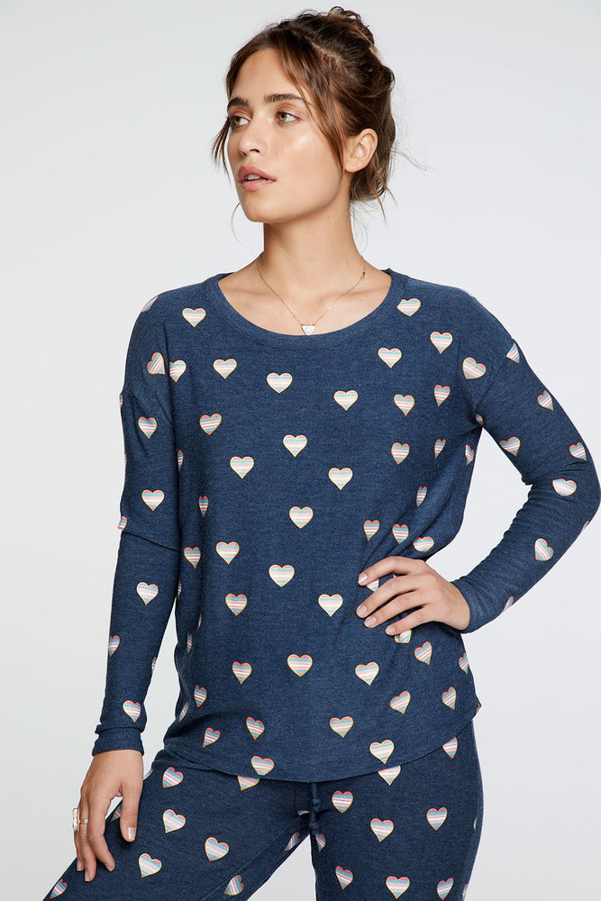 Chaser, Women - Shirts & Tops,  Chaser Beach Hearts Cozy Knit Pullover
