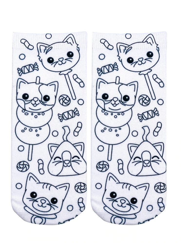 Candy Cat Coloring Sock - Eden Lifestyle