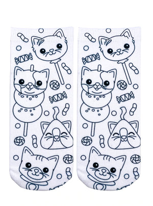 Candy Cat Coloring Sock - Eden Lifestyle