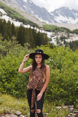 Buddy Love, Women - Shirts & Tops,  Candice Tiger Front Tie Tank Top