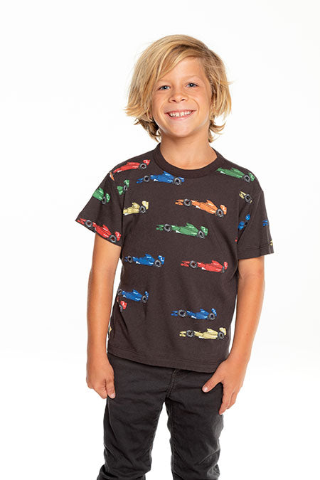 Chaser, Boy - Tees,  Chaser - Chaser - Boys Gauzy Cotton Short Sleeve Tee - Race Cars