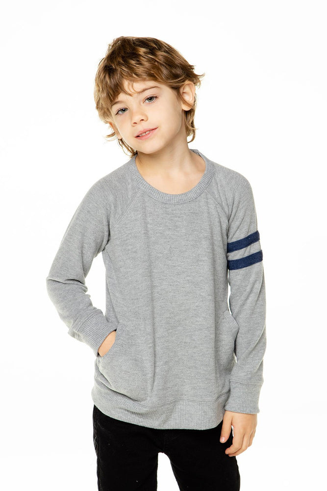Chaser, Boy - Shirts,  Chaser Boys Love Knit Long Sleeve Pocket Pullover with Strappings