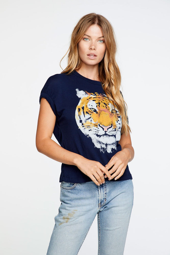 Chaser, Women - Tees,  Chaser Tiger Portrait Crew Neck Tee